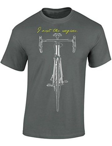 Baddery: I Am The Engine - Fahrrad Mountainbike BMX T-Shirt als Geschenk für alle Fahrradliebhaber - Geschenkidee -M, Nr.B0704 Grau - 2