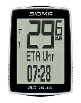 Sigma Sport Fahrrad Computer BC 16.16, 16 Funktionen, Ankunftszeit, Fahrradtacho mit Kabel, wasserdicht - 1