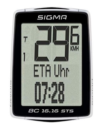 Sigma Sport Fahrrad Computer BC 16.16 STS, 16 Funktionen, Ankunftsanzeige, Kabelloser Fahrradtacho, Schwarz - 1