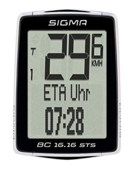 Sigma Sport Fahrrad Computer BC 16.16 STS CAD, 16 Funktionen, Ankunftsanzeige, Kabelloser Fahrradtacho, Schwarz - 1