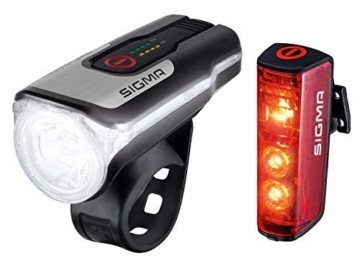 SIGMA SPORT - LED Fahrradlicht Set Aura 80 und BLAZE | StVZO zugelassenes, akkubetriebenes Vorderlicht und Rücklicht mit Bremsfunktion - 1