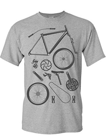 T-Shirt: Bike Parts - Fahrrad Geschenke für Damen & Herren - Radfahrer - Mountain-Bike - MTB - BMX - Fixie - Rennrad - Tour - Outdoor - Sport - Urban - Motiv - Spruch - Fun - Lustig, Grau Meliert, L - 1