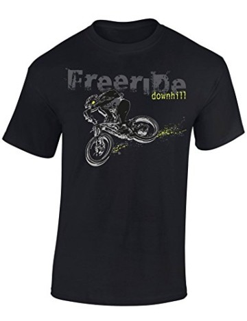 Kinder T-Shirt: Freeride Downhill - Fahrrad Geschenk-e Jungen & Mädchen - Radfahrer-in Mountain Bike MTB BMX Roller Rad Outdoor Junge Kind - Verkehr Schule Sport Trikot Geburtstag (134/146) - 1