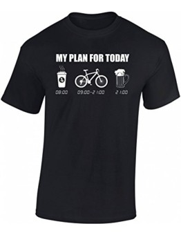 T-Shirt: My Plan for Today - Fahrrad Geschenke für Damen & Herren - Radfahrer - Mountain-Bike - MTB - BMX - Fixie - Rennrad - Tour - Outdoor - Sport - Urban - Motiv - Spruch - Lustig (XL) - 1