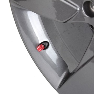 TOMALL 4 Stück Würfel Stil Reifen Ventilkappen für Auto Motorrad Fahrrad Rot Aluminiumlegierung - 7