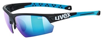 uvex Unisex – Erwachsene, sportstyle 224 Sportbrille, black mat blue/blue, one size - 1