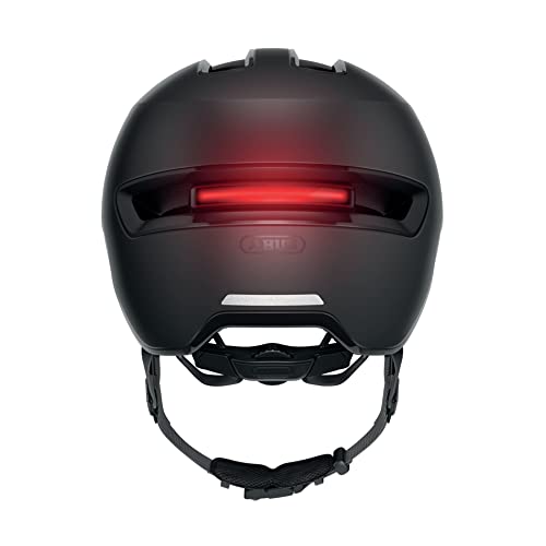 ABUS Urban Helm HUD-Y - magnetischer, aufladbaren LED-Lichtstreifen & Magnetverschluss - cooler Fahrradhelm für den Alltag - für Damen & Herren - Schwarz Matt, Größe M - 3