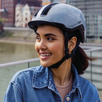 ABUS Urban Helm HUD-Y - magnetischer, aufladbaren LED-Lichtstreifen & Magnetverschluss - cooler Fahrradhelm für den Alltag - für Damen & Herren - Schwarz Matt, Größe M - 5