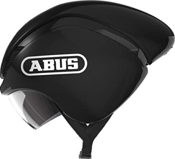 ABUS Zeitfahrhelm GameChanger TT - Aerodynamischer Fahrradhelm mit optimalen Ventilationseigenschaften für Damen und Herren - Schwarz Glänzend, Größe M​ - 1
