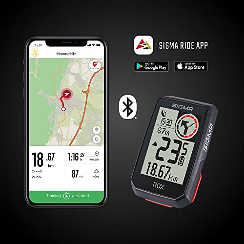 SIGMA SPORT ROX 2.0 Black | Fahrradcomputer kabellos GPS & Navigation inkl. GPS Halterung | Outdoor GPS Navigation für pures Fahrvergnügen, Schwarz, 44,9 x 73,6 x 18,4 mm - 3